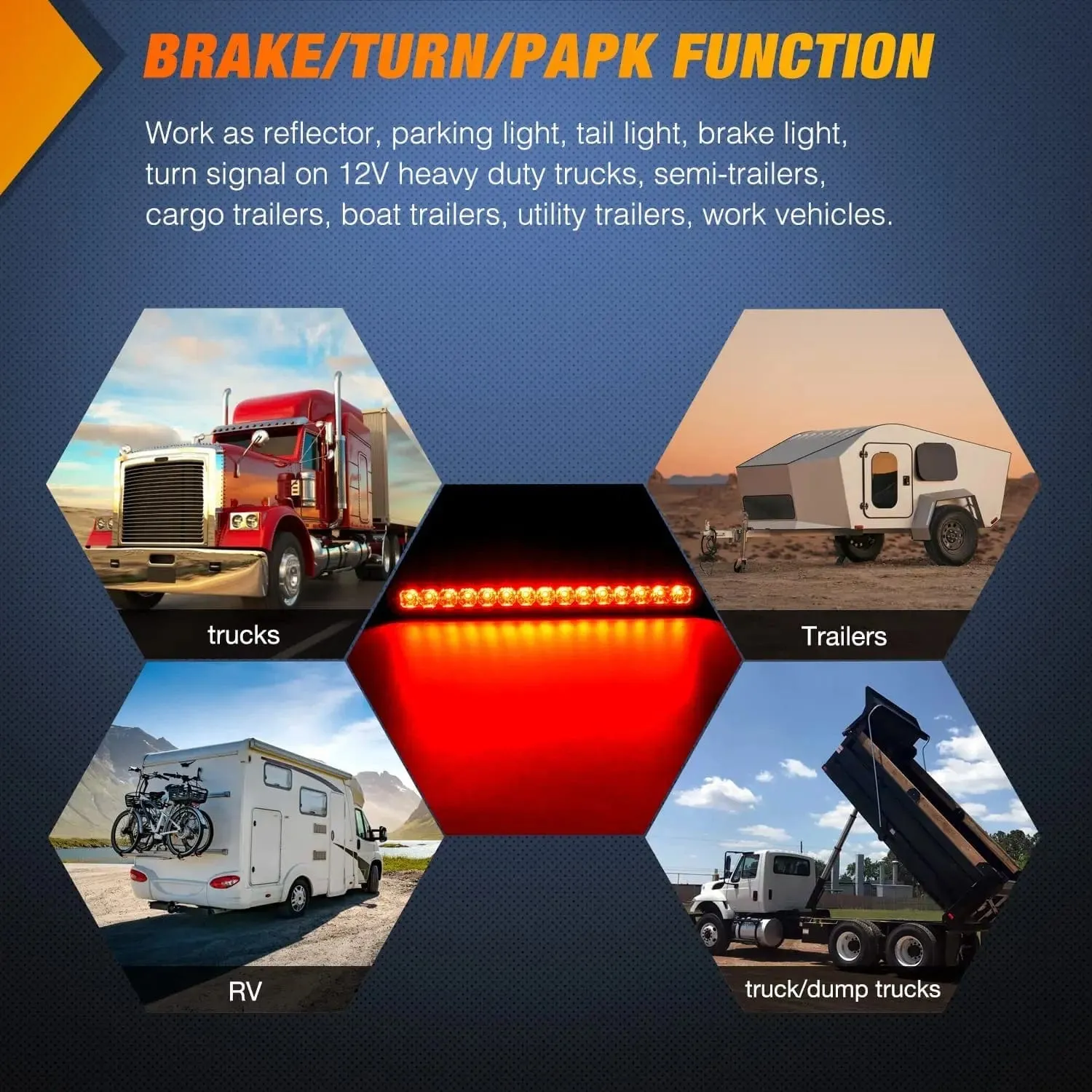 10 Inch 15 LEDs Red Trailer Light Bar (Pair)