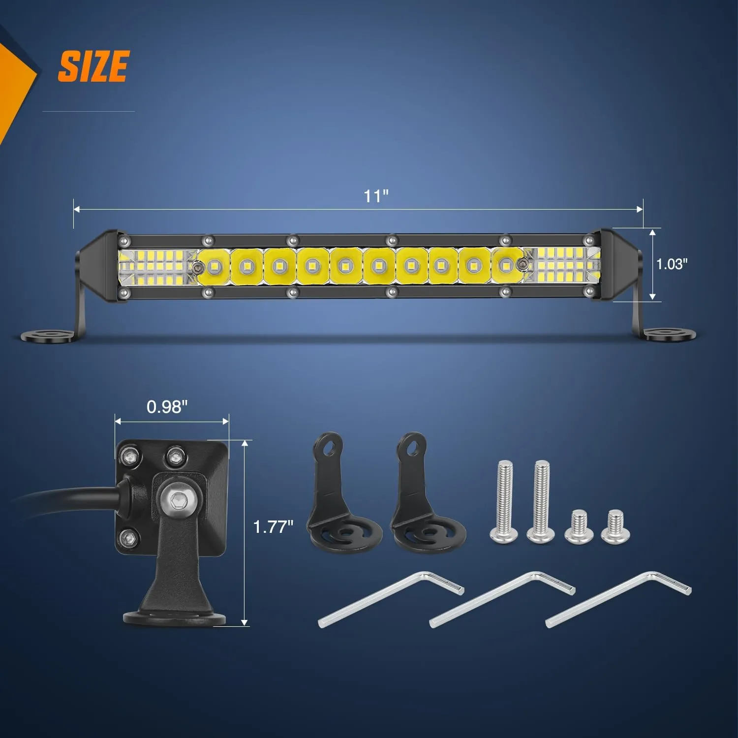 11 Inch 78W 26LED Single Row Ultra-Slim Spot Flood LED Light Bars