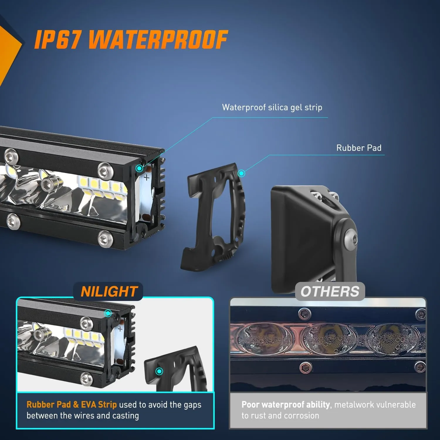 11 Inch 78W 26LED Single Row Ultra-Slim Spot Flood LED Light Bars