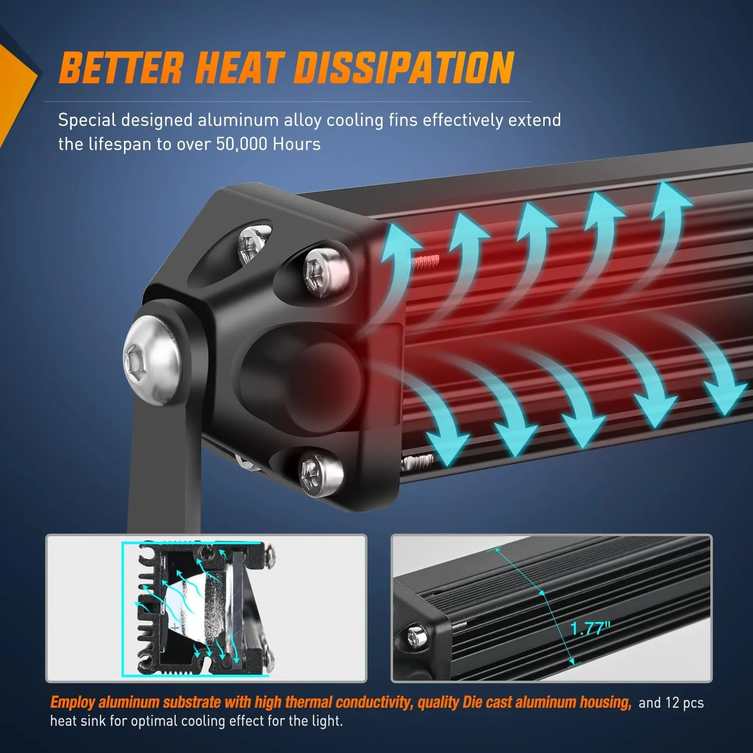 11 Inch 78W 26LED Single Row Ultra-Slim Spot Flood LED Light Bars