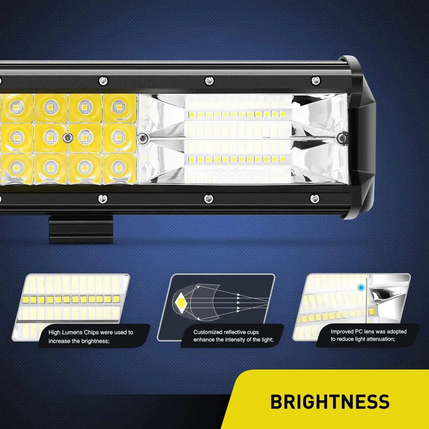 12 Inch 180W 18000LM Triple Row Spot/Flood LED Light Bar (Pair)