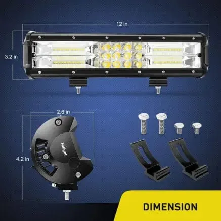 12 Inch 180W 18000LM Triple Row Spot/Flood LED Light Bar (Pair)