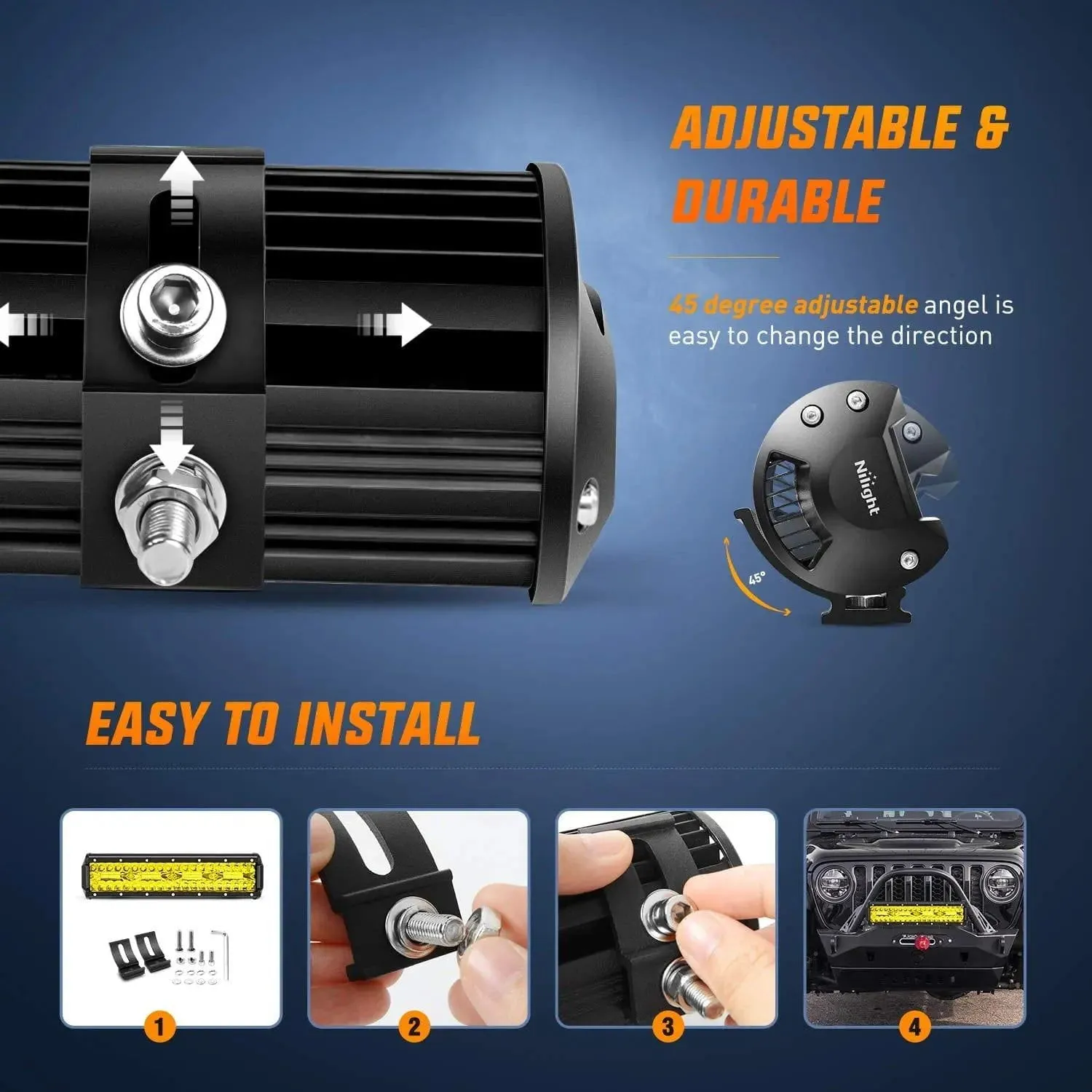 12 Inch 240W 30000LM Amber Triple Row Spot/Flood Led Light Bar