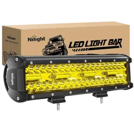 12 Inch 240W 30000LM Amber Triple Row Spot/Flood Led Light Bar