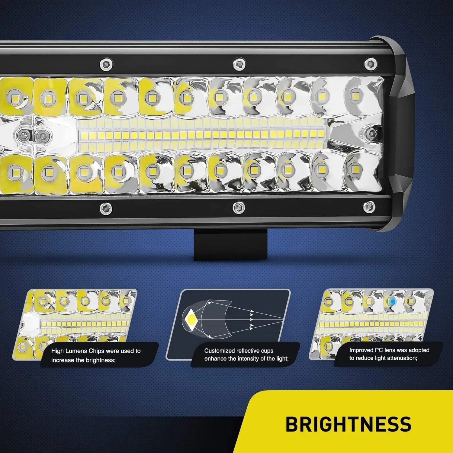 12 Inch 300W 30000LM Triple Row Flood/Spot LED Light Bar Kit | 12FT Wire