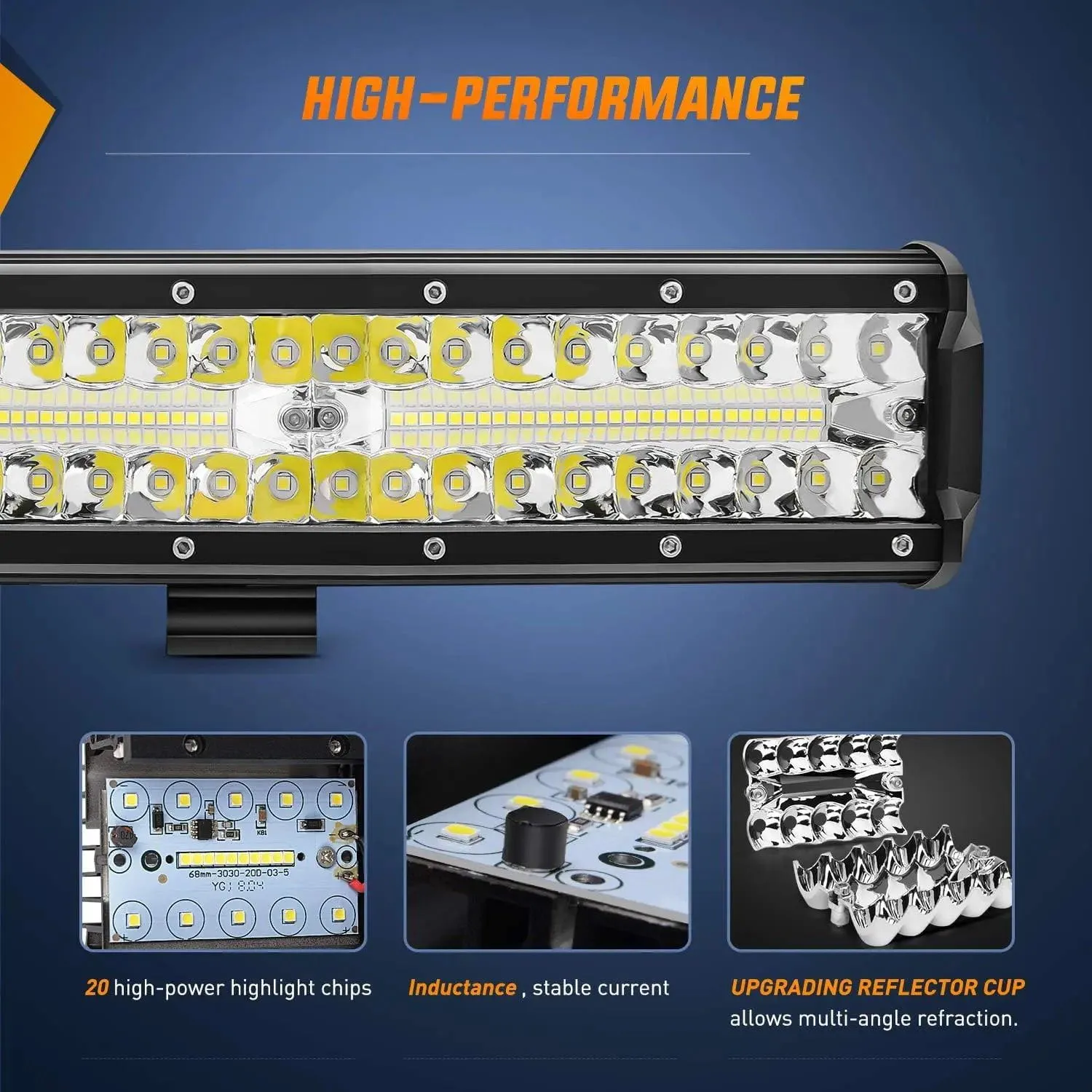 12 Inch 300W Triple Row Spot/Flood Led Light Bar Kit | 4 Inch 60W Led Pods (Pair)