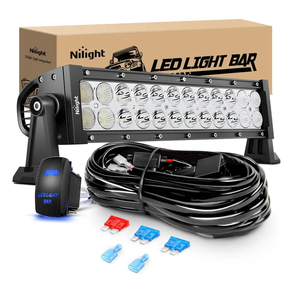 13.5 Inch 72W Double Row Spot Flood Led Light Bar | 16AWG Wire 5Pin Switch