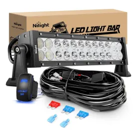 13.5 Inch 72W Double Row Spot Flood Led Light Bar | 16AWG Wire 5Pin Switch