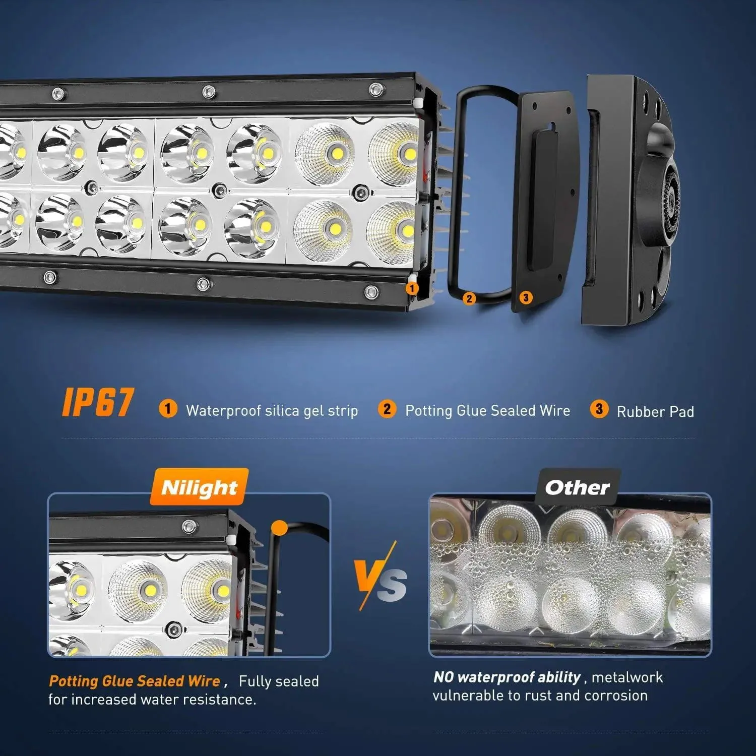 13.7 Inch 72W Double Row Spot Flood Led Light Bar