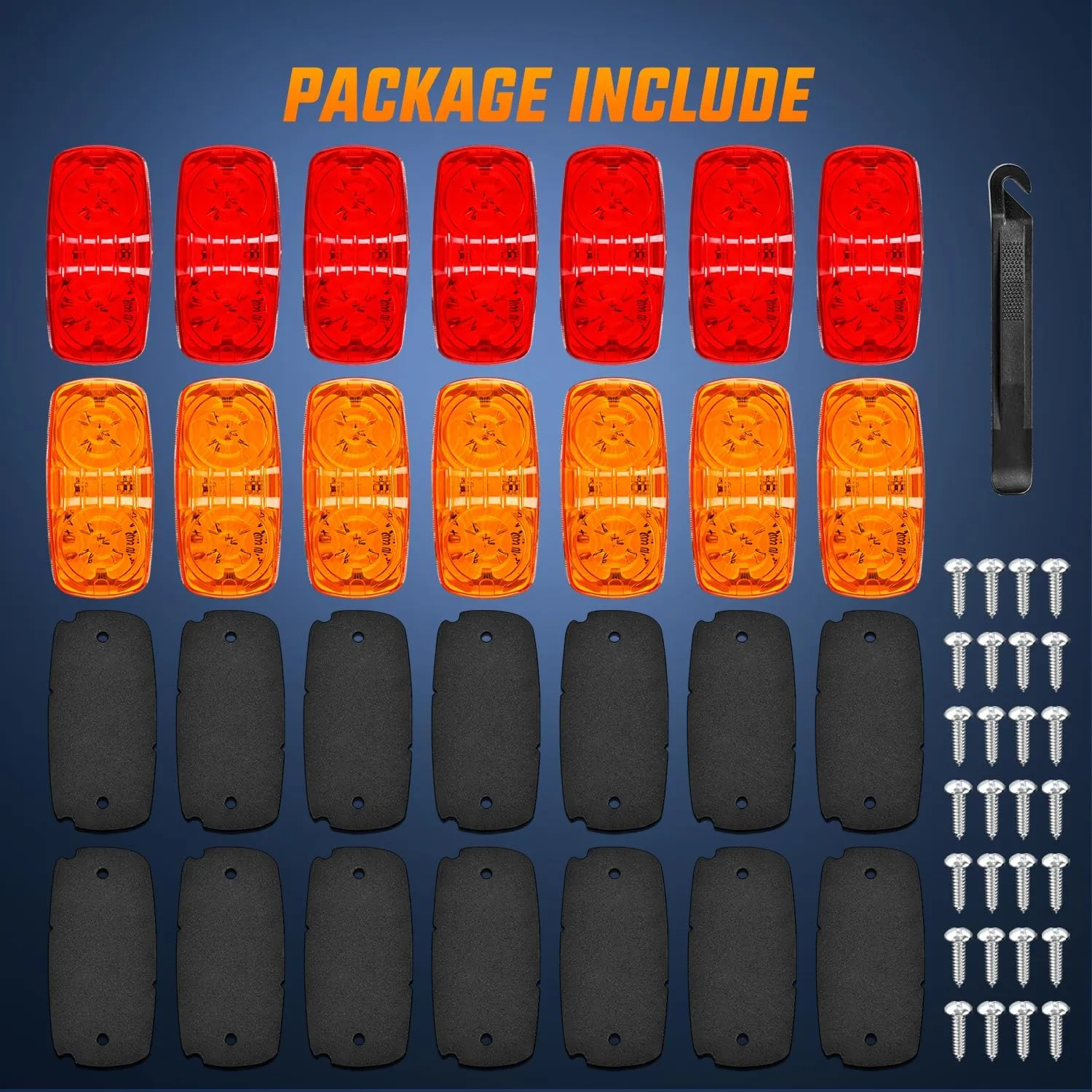 14PCS Red Amber 10LED Rectangular Clearance Double Bullseye Marker Light