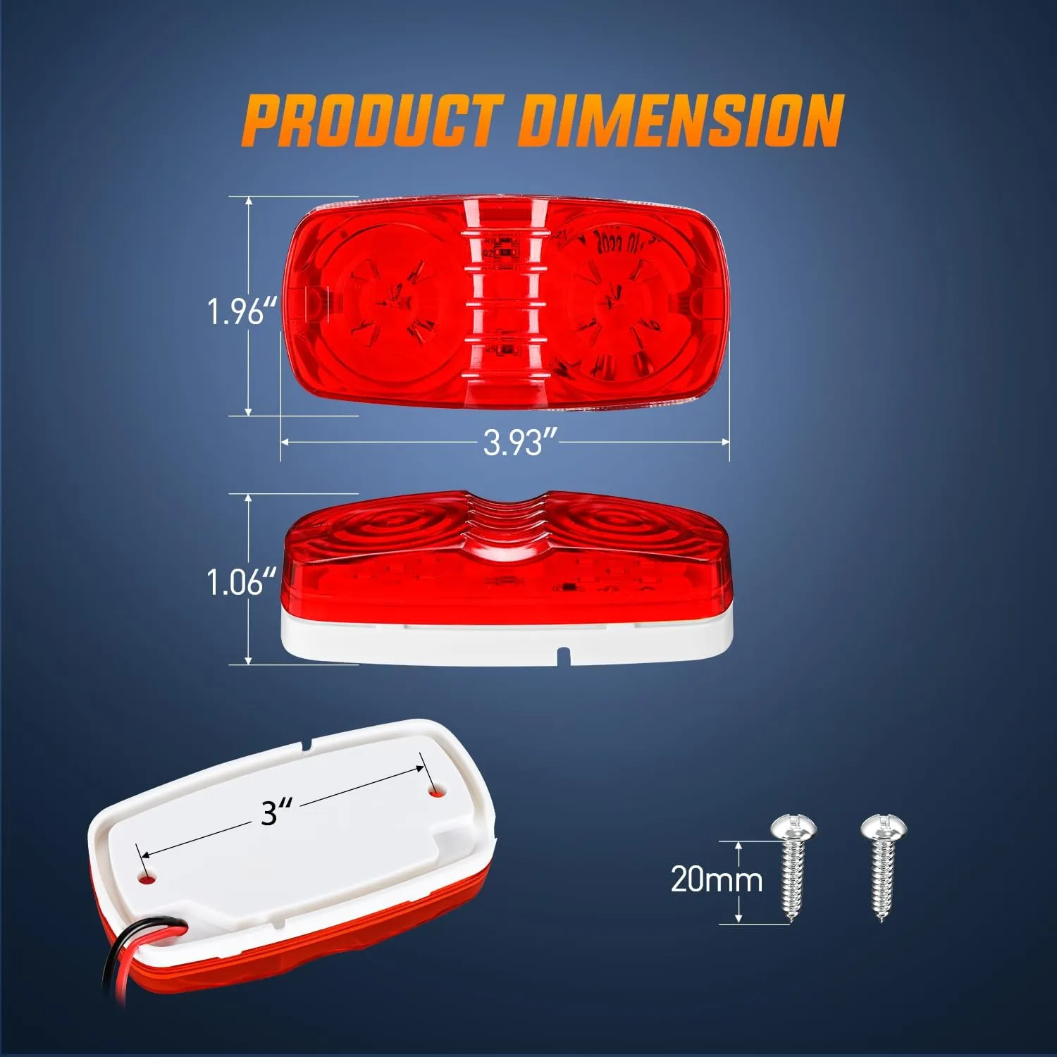 14PCS Red Amber 10LED Rectangular Clearance Double Bullseye Marker Light