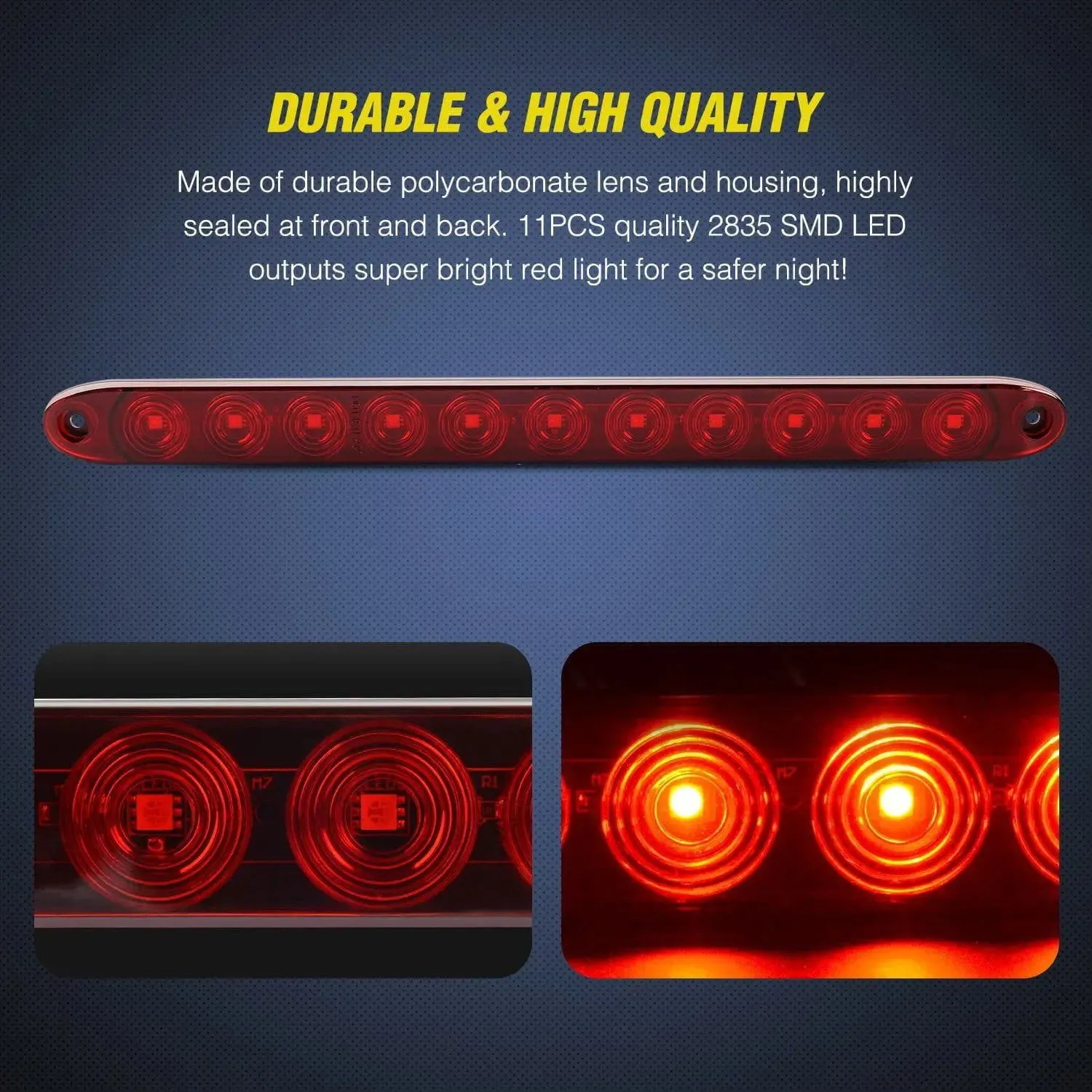 16 Inch 11 LEDs Red Trailer Light Bar (Pair)