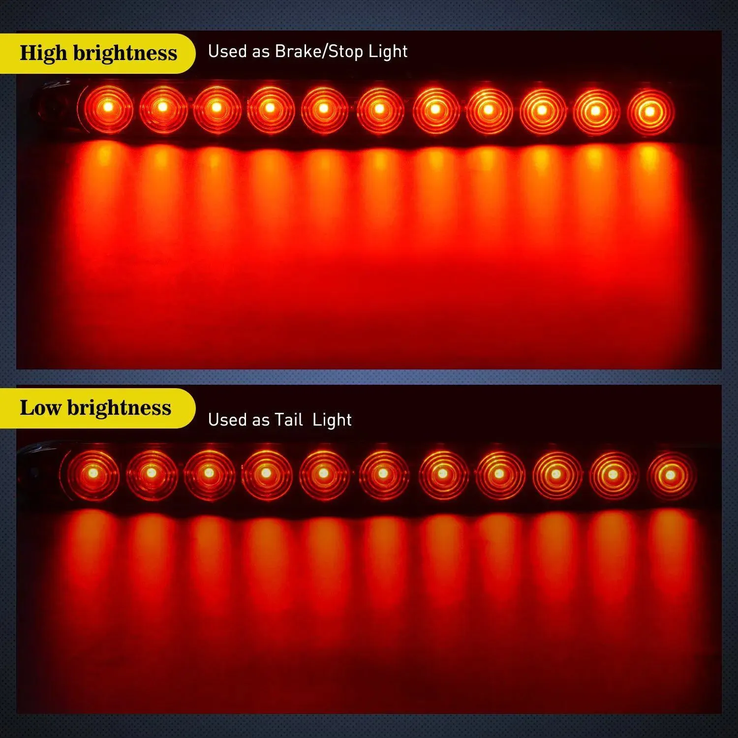 16 Inch 11 LEDs Red Trailer Light Bar (Pair)