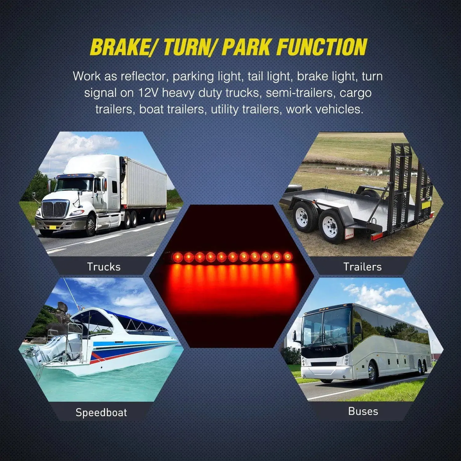 16 Inch 11 LEDs Red Trailer Light Bar (Pair)