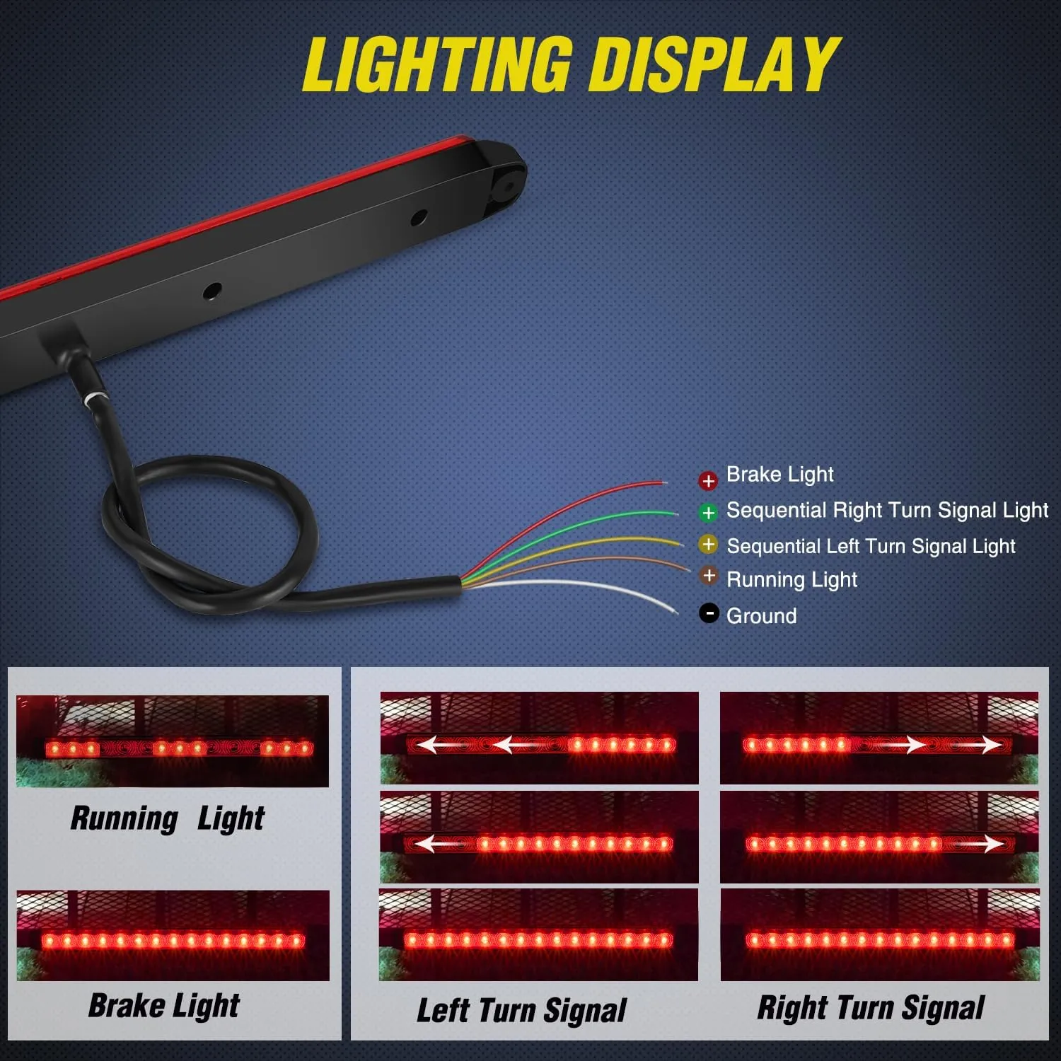 16 Inch 12 LEDs Red Trailer Light Bar
