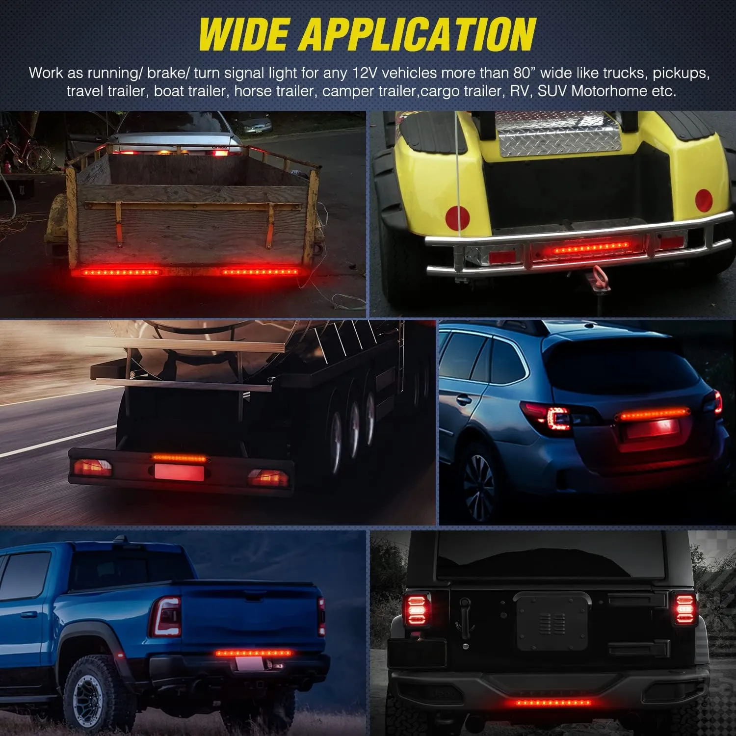 16 Inch 12 LEDs Red Trailer Light Bar