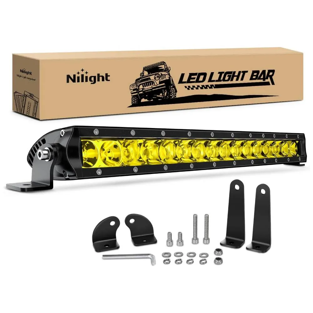 17 Inch 80W 8000LM Amber Slim Spot Flood Led Light Bar | 2 Style Mounts