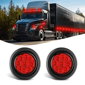 2 Inch Red 9 Leds Round Side Marker Light (Pair)