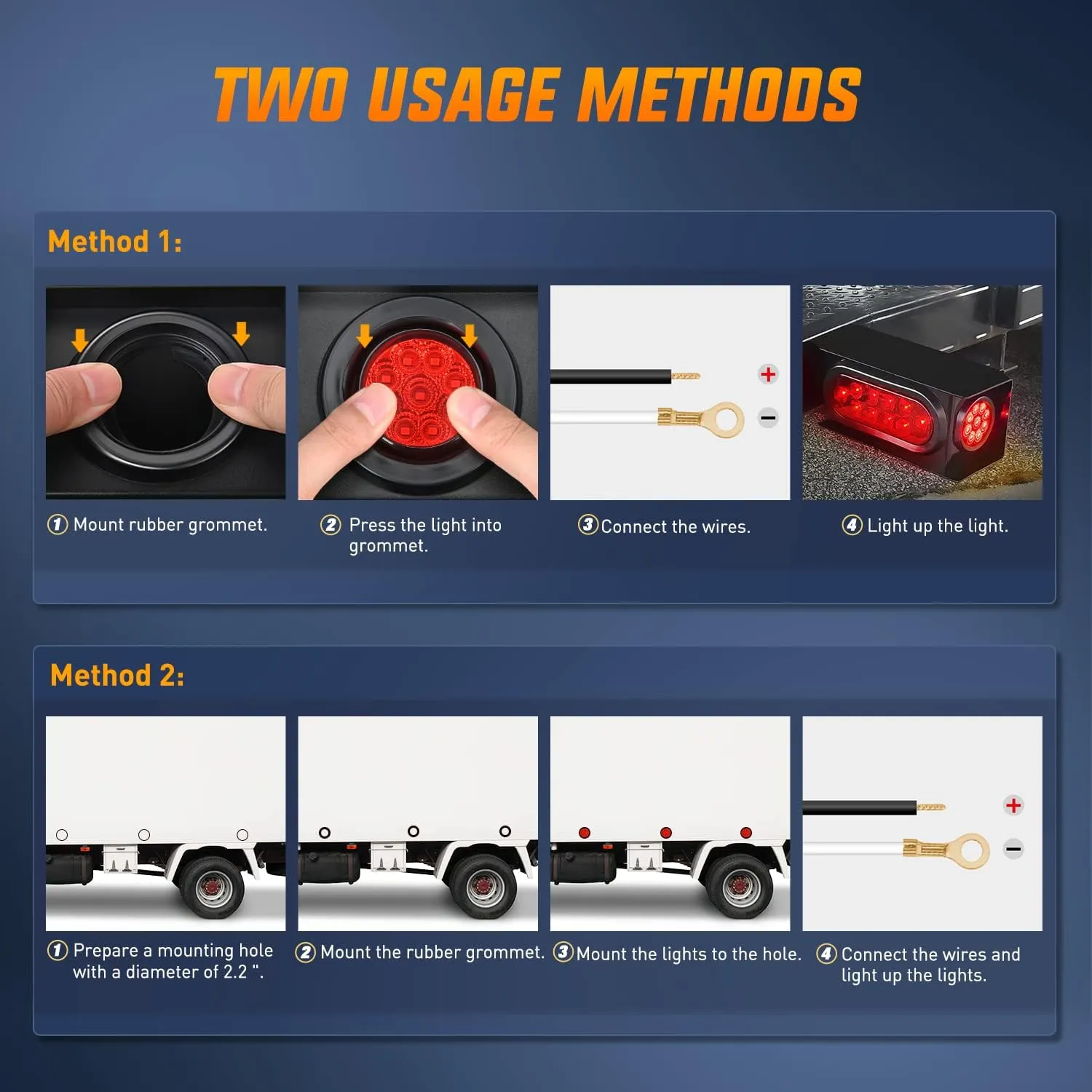 2 Inch Red 9 Leds Round Side Marker Light (Pair)