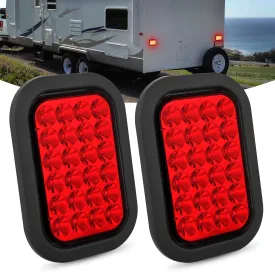2 Pcs 5 X 3 Inch 24 Led Red Rectangular Trailer Tail Light