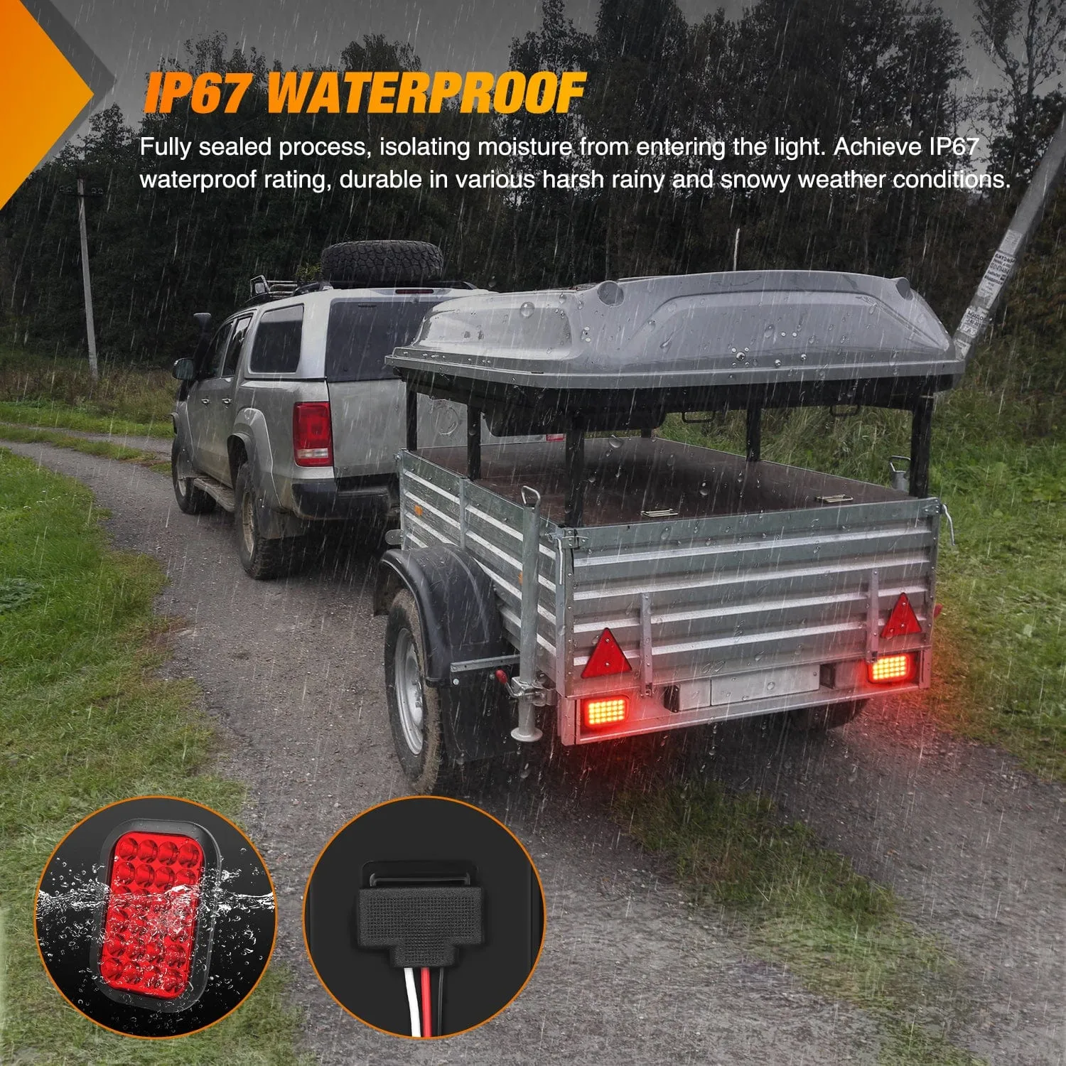2 Pcs 5 X 3 Inch 24 Led Red Rectangular Trailer Tail Light