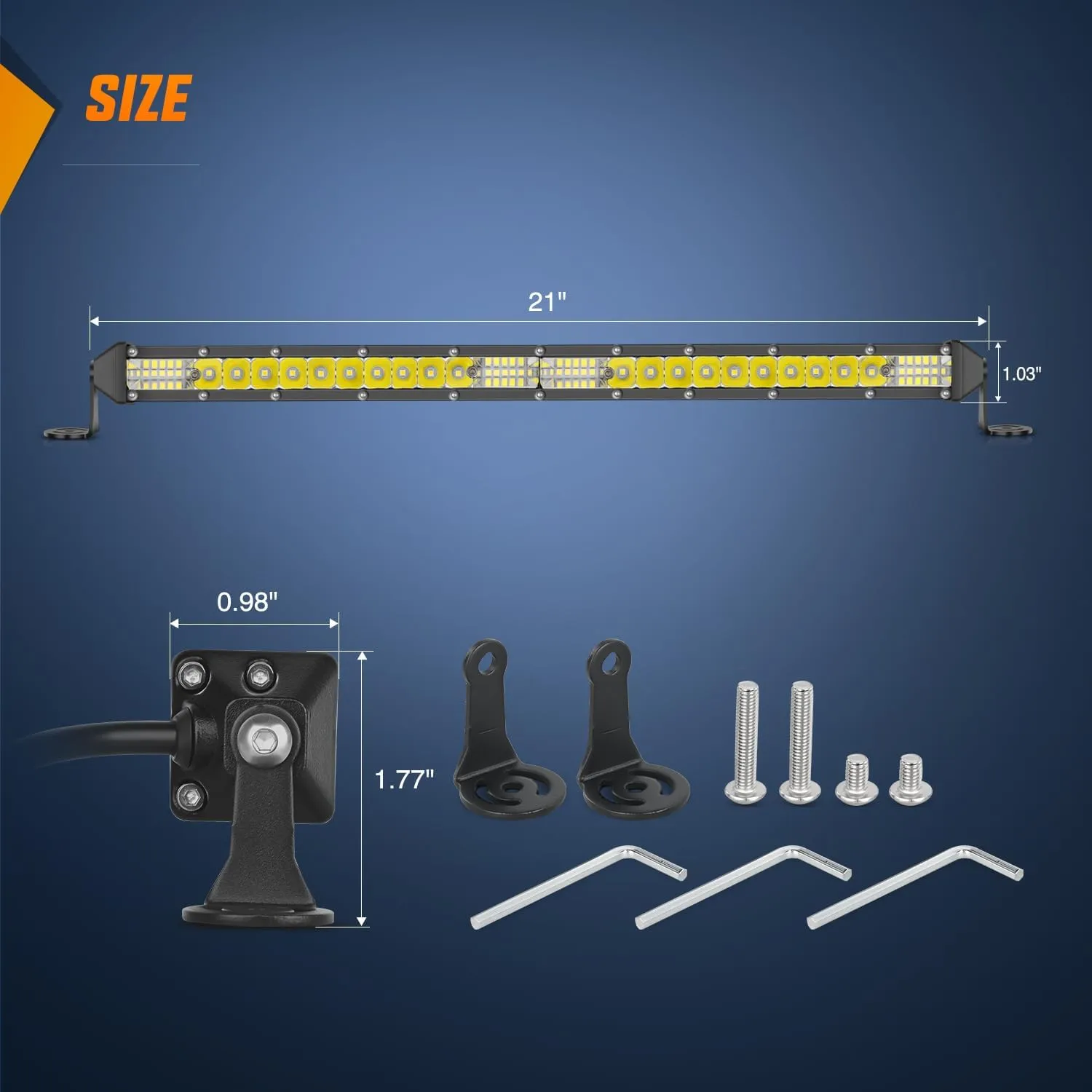20 Inch 156W 52LED Single Row Ultra-Slim Spot Flood LED Light Bars