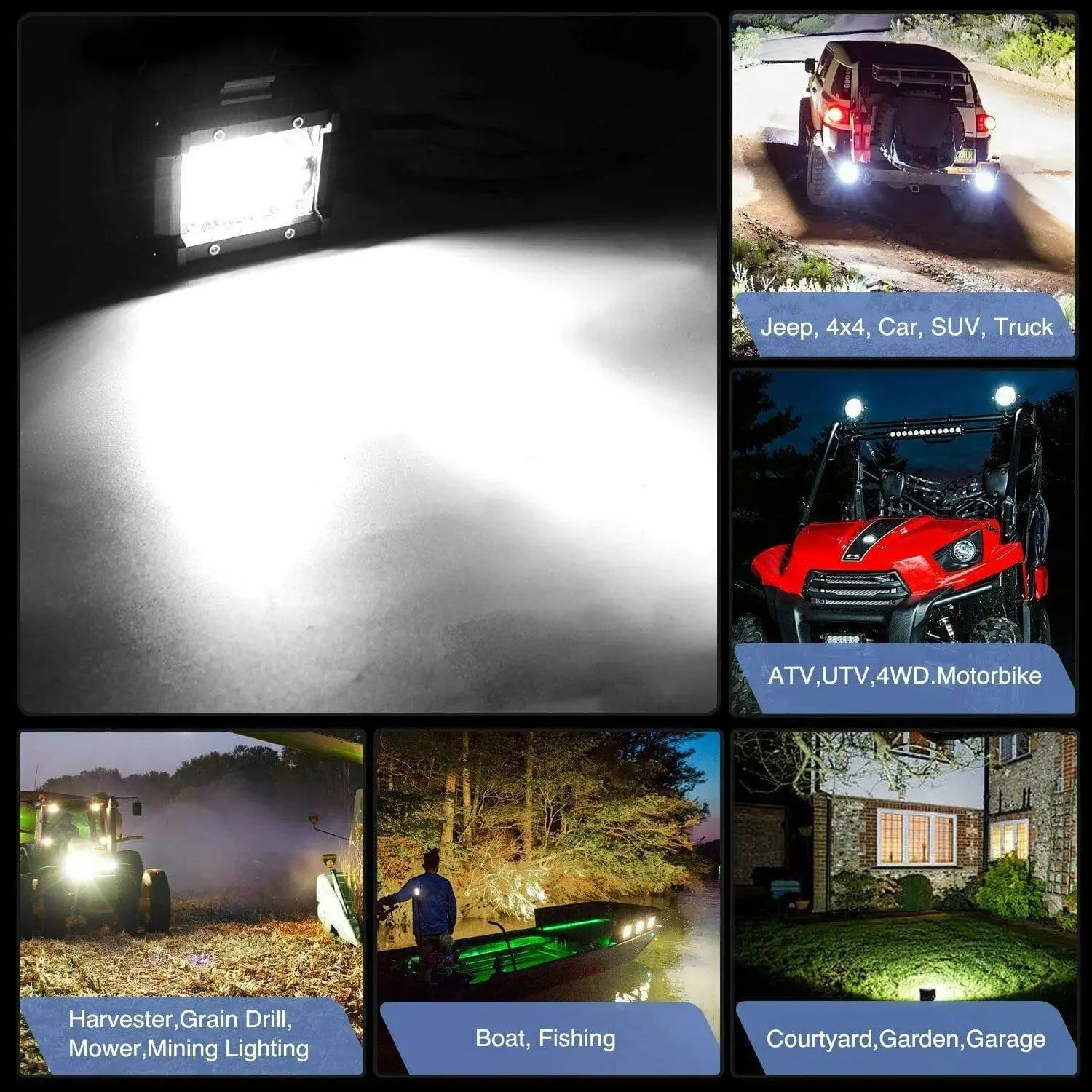 20 Inch 420W Triple Row Spot Flood Led Light Bar | 2Pcs 4 Inch 60W Triple Row Combo Light Pods | 16AWG Wire 3Pin Switch 3 Leads