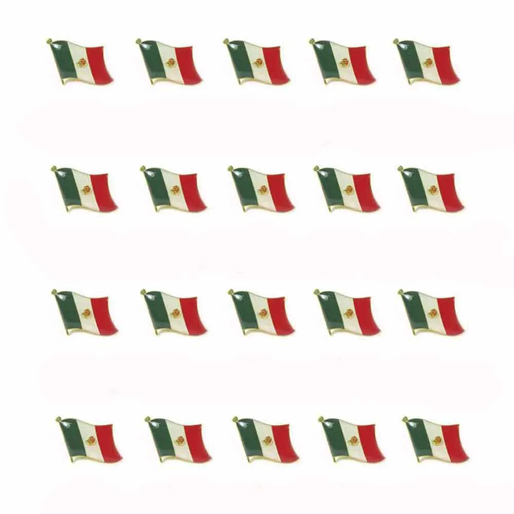 20 Pc Mexico Flag Lapel Pin Support Patriotic Enamel Badge Hat Tie Mexican Flag