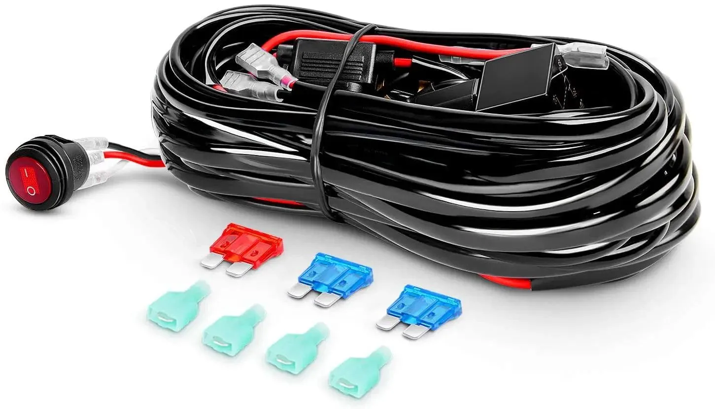 22 Inch 120W Double Row Spot Flood LED Light Bar | 2Pcs 4 Inch 18W Flood LED Pods | 16AWG Wire 3Pin Switch
