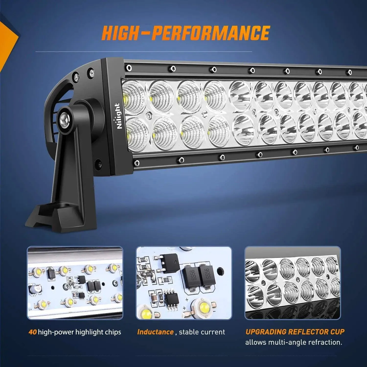 22 Inch 120W Double Row Spot Flood LED Light Bar | 2Pcs 4 Inch 18W Flood LED Pods | 16AWG Wire 3Pin Switch