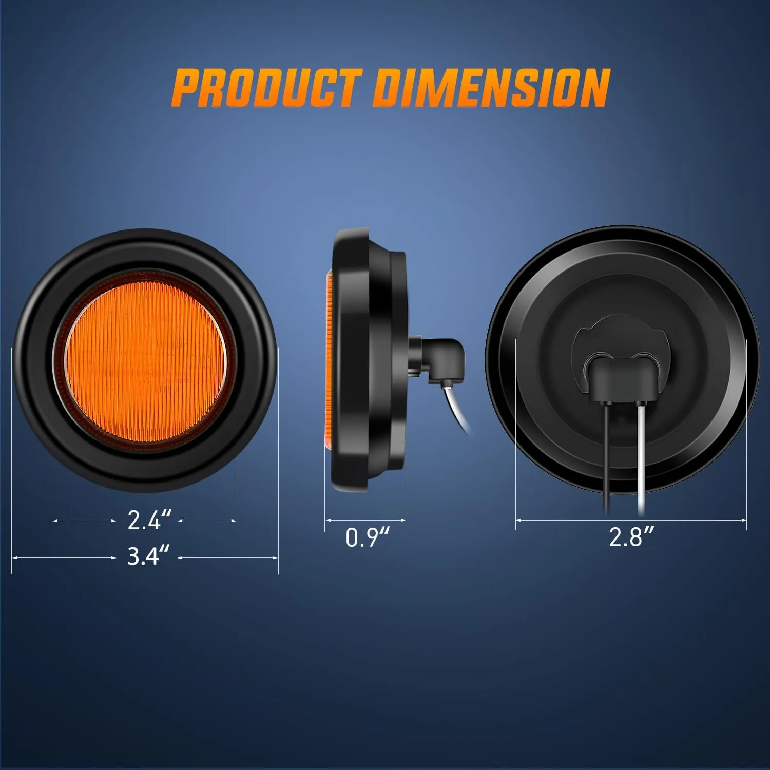 2.5 Inch Amber Red 13 Leds Round Marker Clearance Light (8 Pcs)