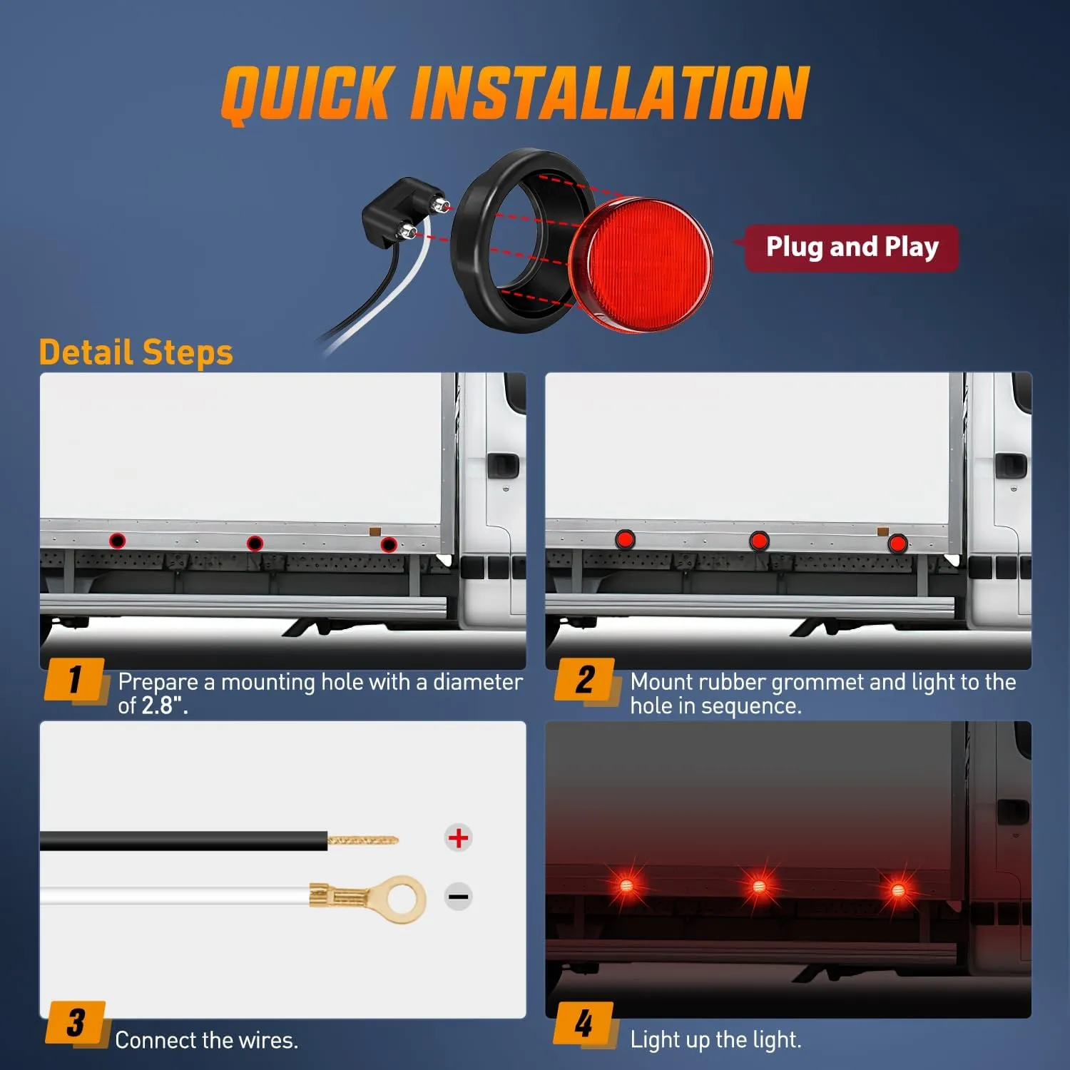 2.5 Inch Red 13 Leds Round Marker Clearance Light (Pair)