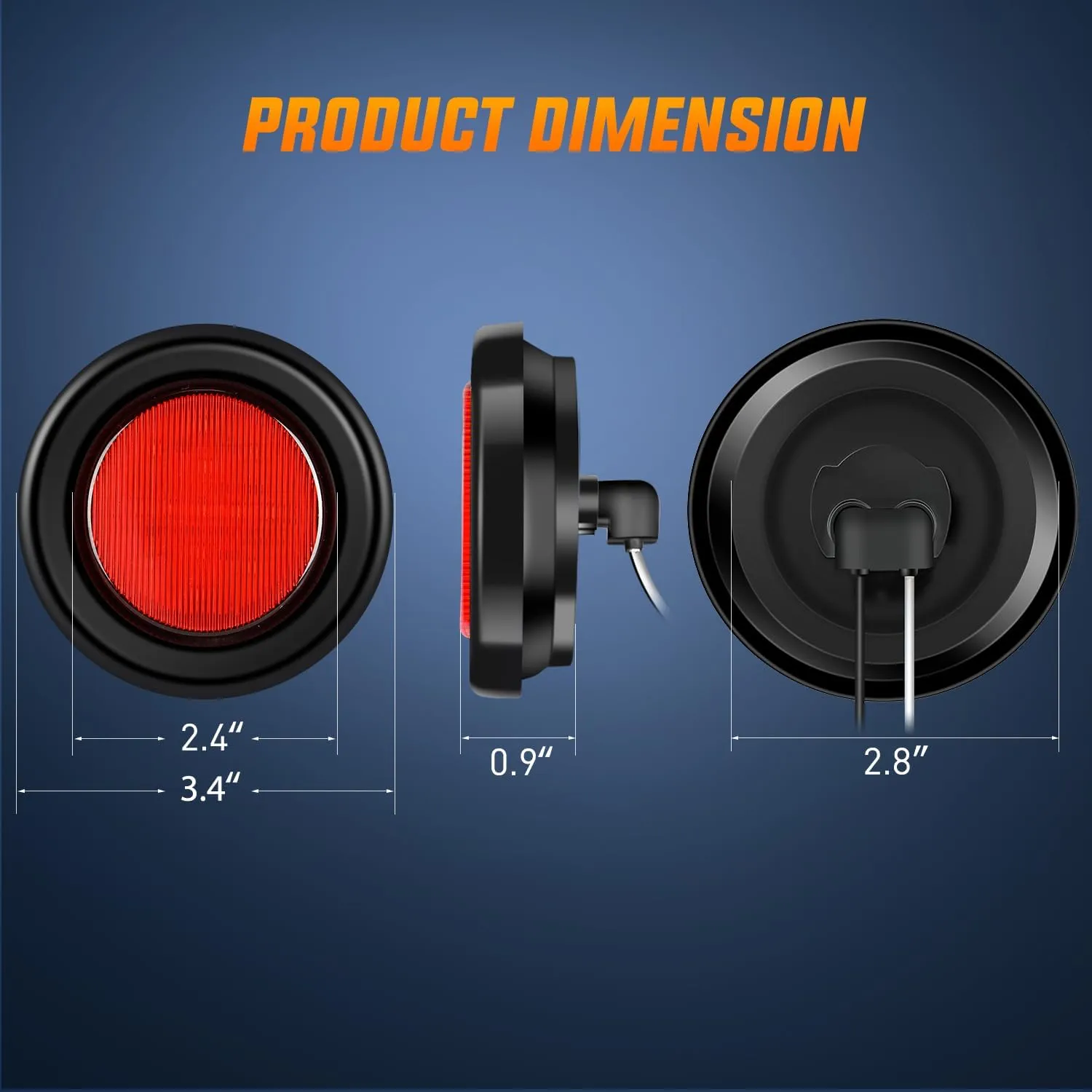2.5 Inch Red 13 Leds Round Marker Clearance Light (Pair)