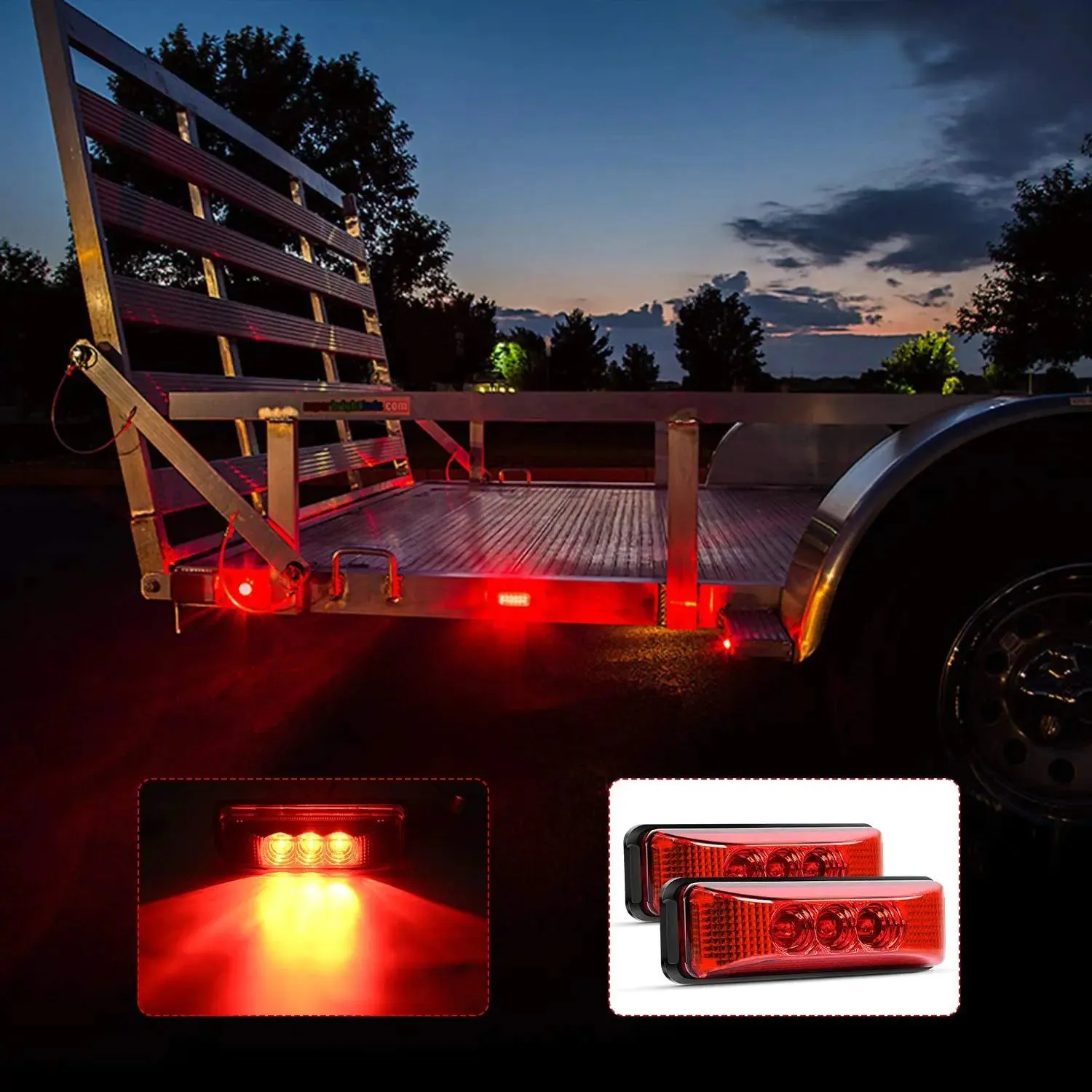 3.9 Inch Red LED Fender/Side Marker Light (Pair)