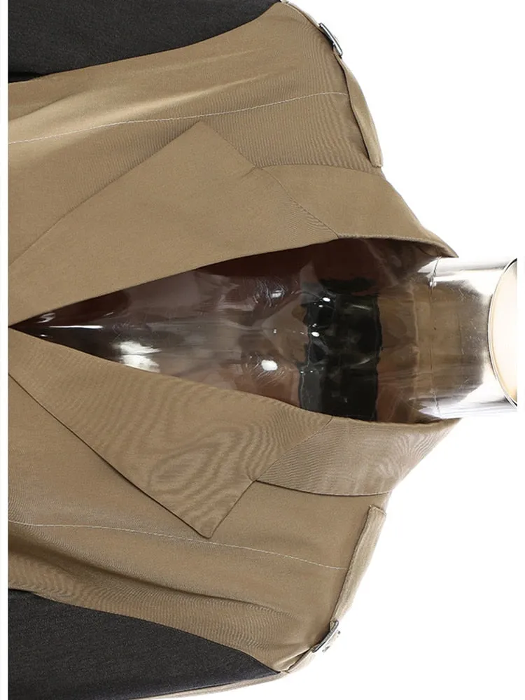 Asymmetrical Two Tone Pleated Trench Coat Dress