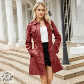 Belted Mid-Length Leather Coat