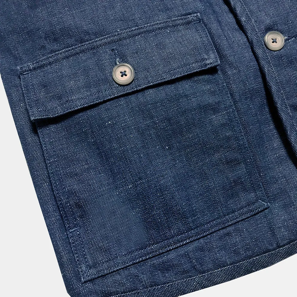 BZEN M.3032-THE BLOKE REGULAR FIT VEST-13.5oz SELVEDGE- E0 RINSE 70'S BLUE INDIGO