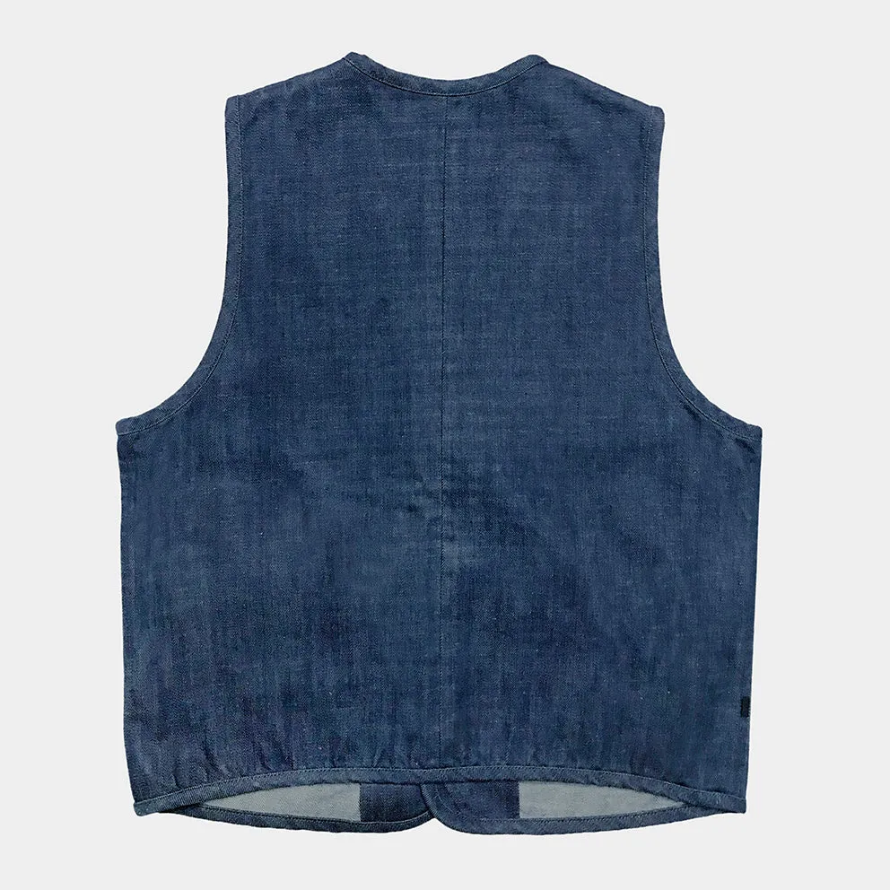 BZEN M.3032-THE BLOKE REGULAR FIT VEST-13.5oz SELVEDGE- E0 RINSE 70'S BLUE INDIGO