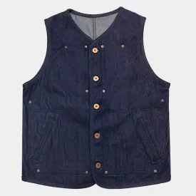 BZEN M.3193-SANCHEZ REGULAR FIT DOUBLE FRONT PANEL DENIM VEST-12oz-E0 INDIGO