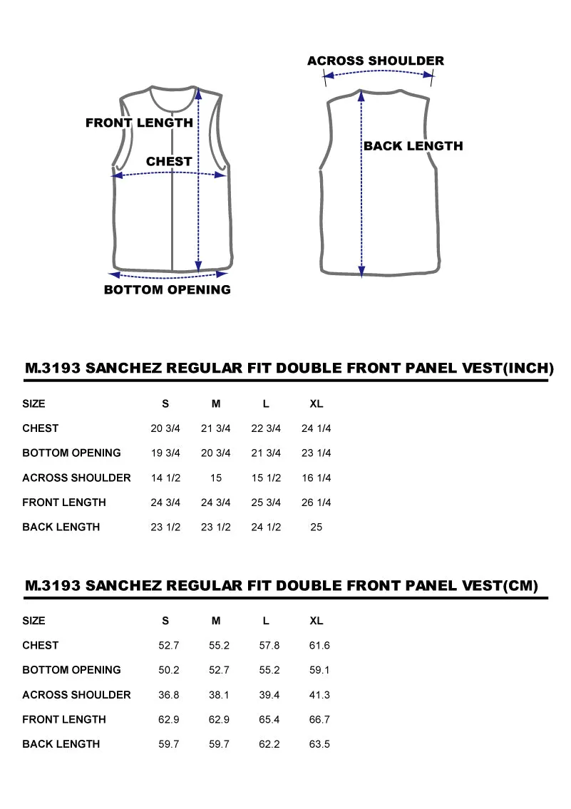 BZEN M.3193-SANCHEZ REGULAR FIT DOUBLE FRONT PANEL DENIM VEST-12oz-E0 INDIGO