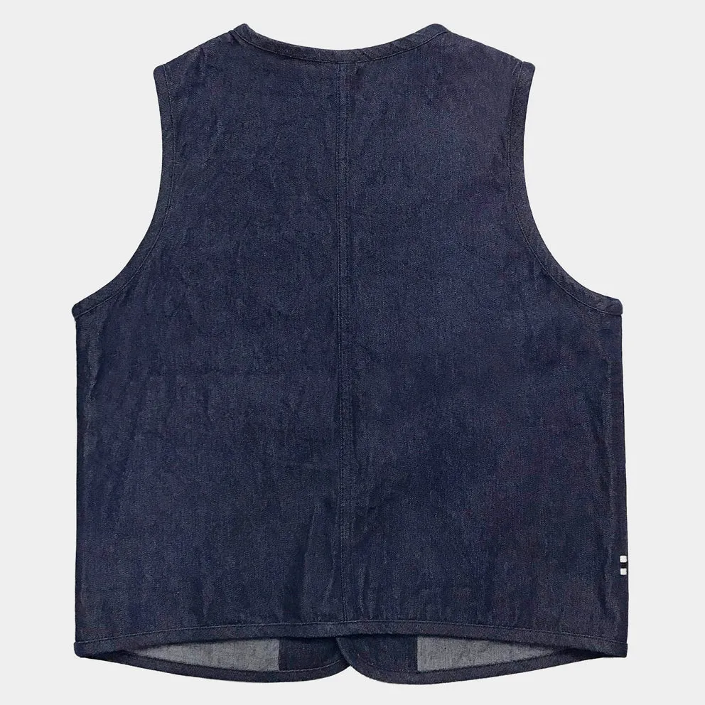 BZEN M.3193-SANCHEZ REGULAR FIT DOUBLE FRONT PANEL DENIM VEST-12oz-E0 INDIGO