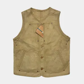 BZEN M.3193-SANCHEZ REGULAR FIT DOUBLE FRONT PANEL VEGGIE DYED CANVAS VEST-12.5OZ-E0 ANTIQUE BRONZE