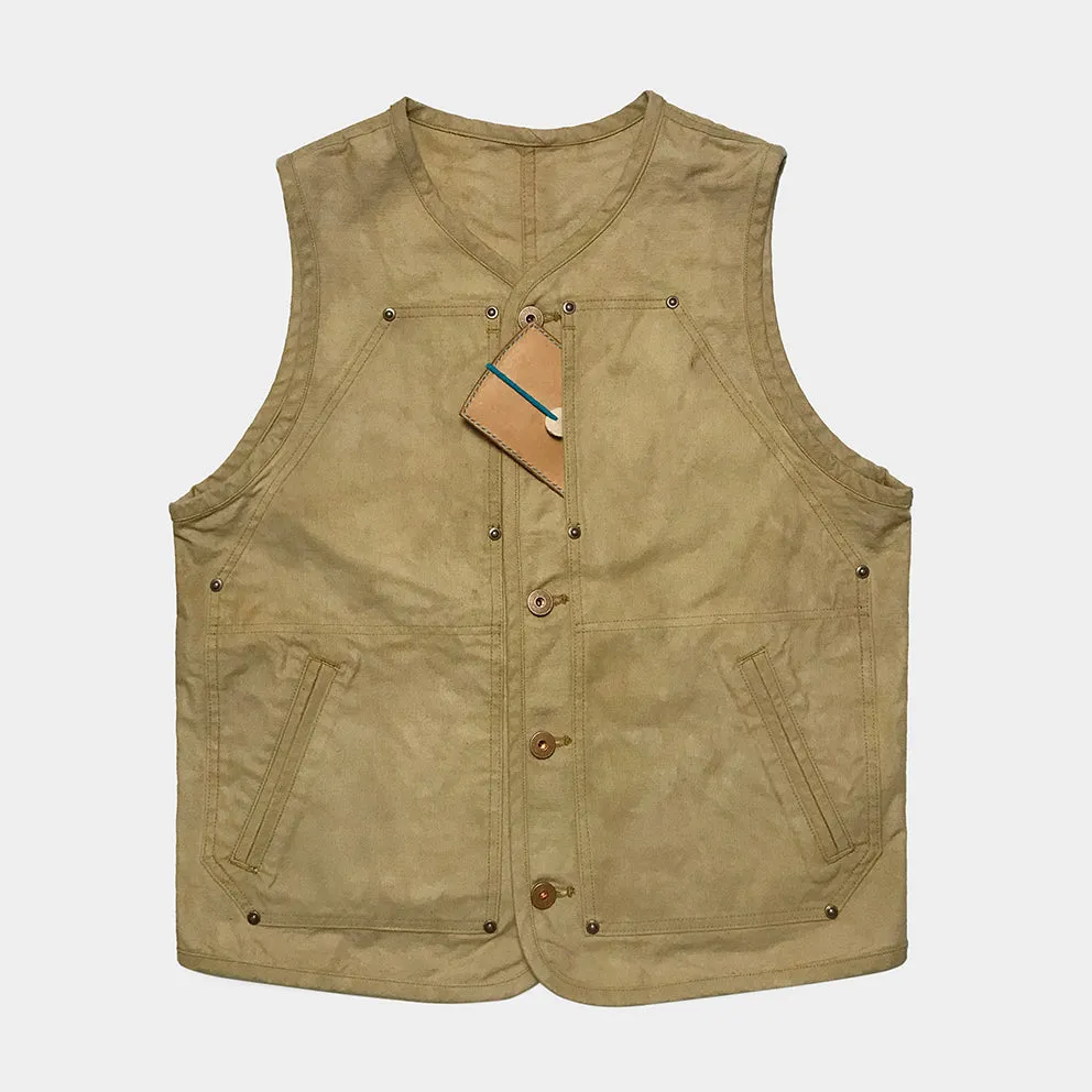 BZEN M.3193-SANCHEZ REGULAR FIT DOUBLE FRONT PANEL VEGGIE DYED CANVAS VEST-12.5OZ-E0 ANTIQUE BRONZE