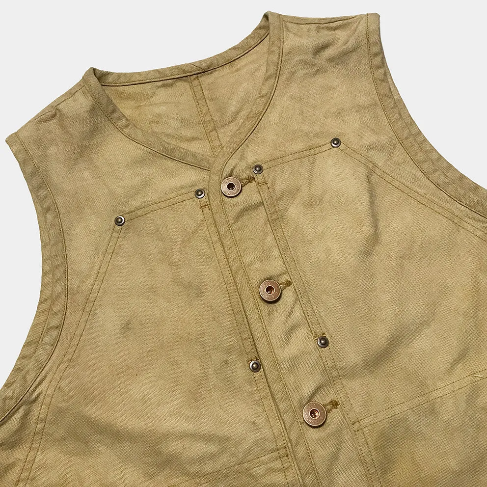 BZEN M.3193-SANCHEZ REGULAR FIT DOUBLE FRONT PANEL VEGGIE DYED CANVAS VEST-12.5OZ-E0 ANTIQUE BRONZE