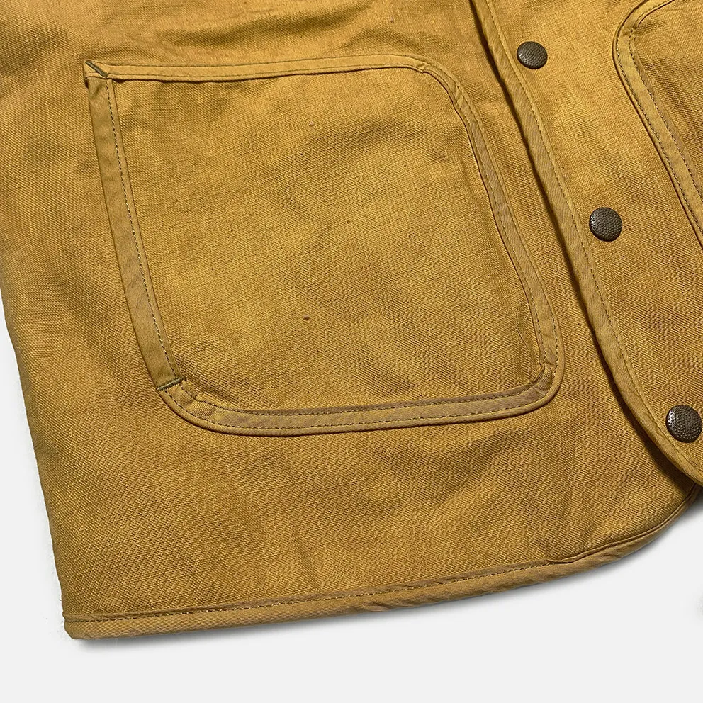 BZEN M.3203RR SILAS-SC REGULAR FIT 4 POCKET ROUND NECK VEGGIE DYED CANVAS VEST WITH SHERPA LINING-12.5OZ-E0 SIENNA