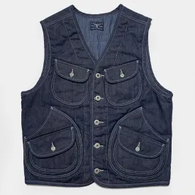 BZEN M.3203RR WATSON-R18 REGULAR FIT 6 POCKET VINTAGE INSPIRED LINED DENIM VEST-12OZ-HRH INDIGO