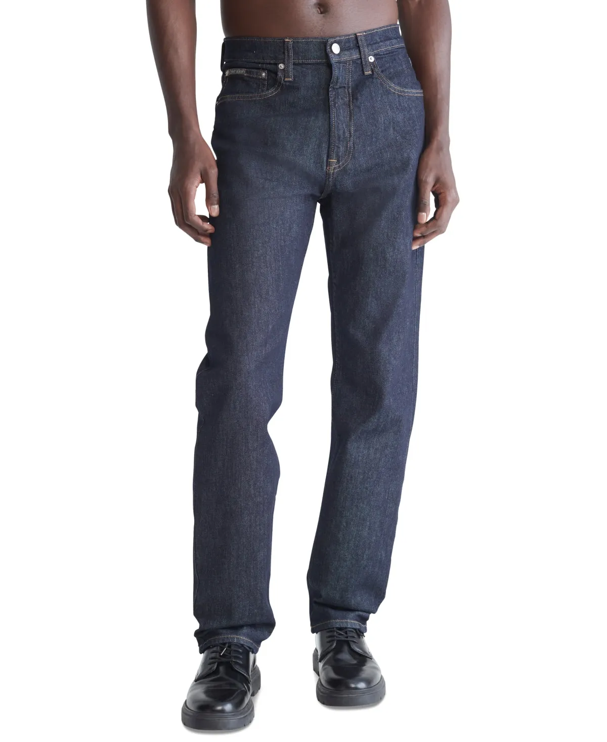 Calvin Klein Mens Straight fit Denim Jeans 36 / 30 Blue Solid Stretch