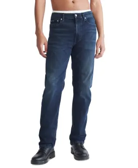 Calvin Klein Mens Straight fit Denim Jeans 38 / 32 Blue Solid Stretch