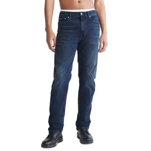 Calvin Klein Mens Straight fit Denim Jeans 38 / 32 Blue Solid Stretch