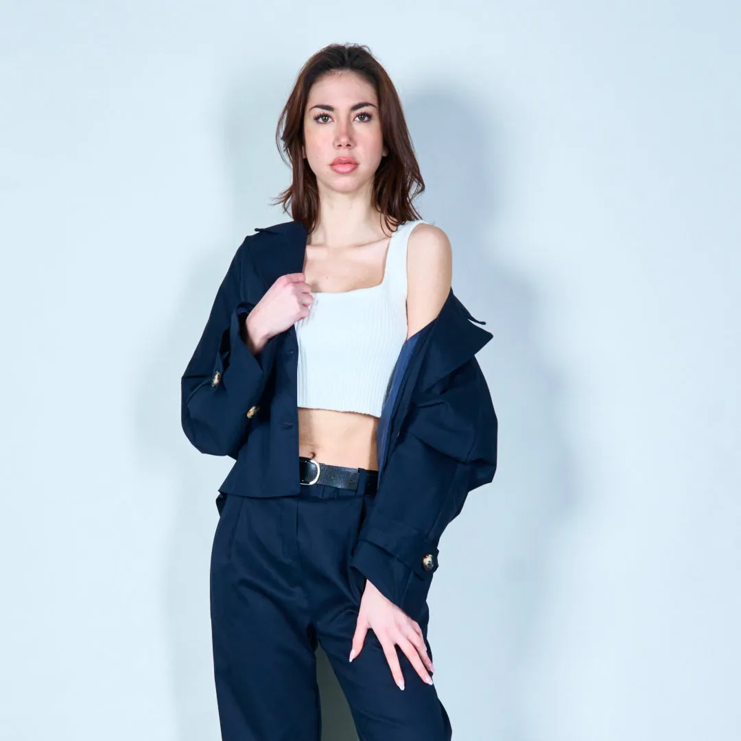 Cropped button-up jacket with pockets wholesale